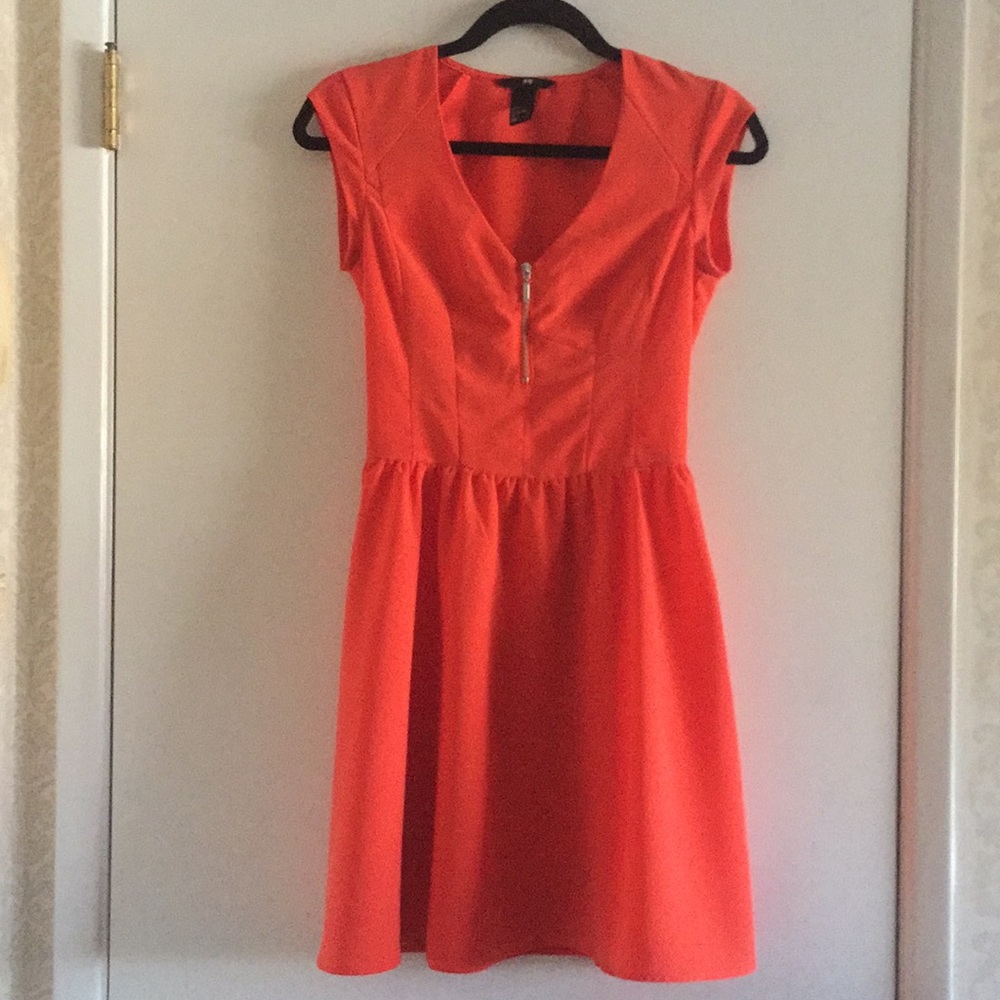 H&M•Orange Cap Sleeve Fitted Dress